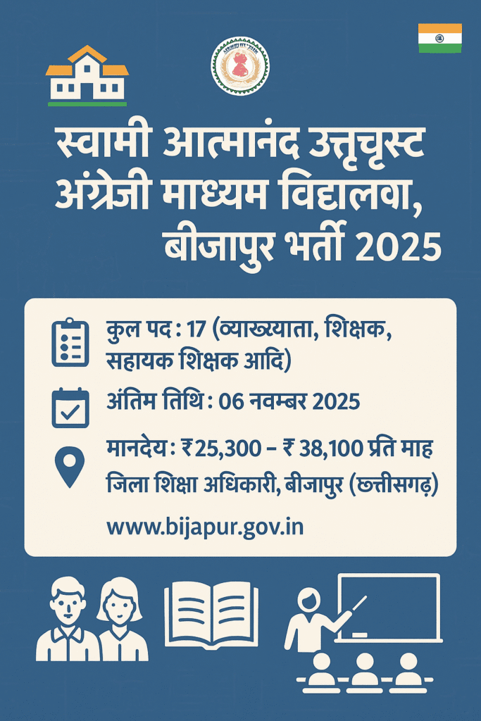 Swami Atmanand School Bijapur Bharti 2025 | आवेदन शुरू
