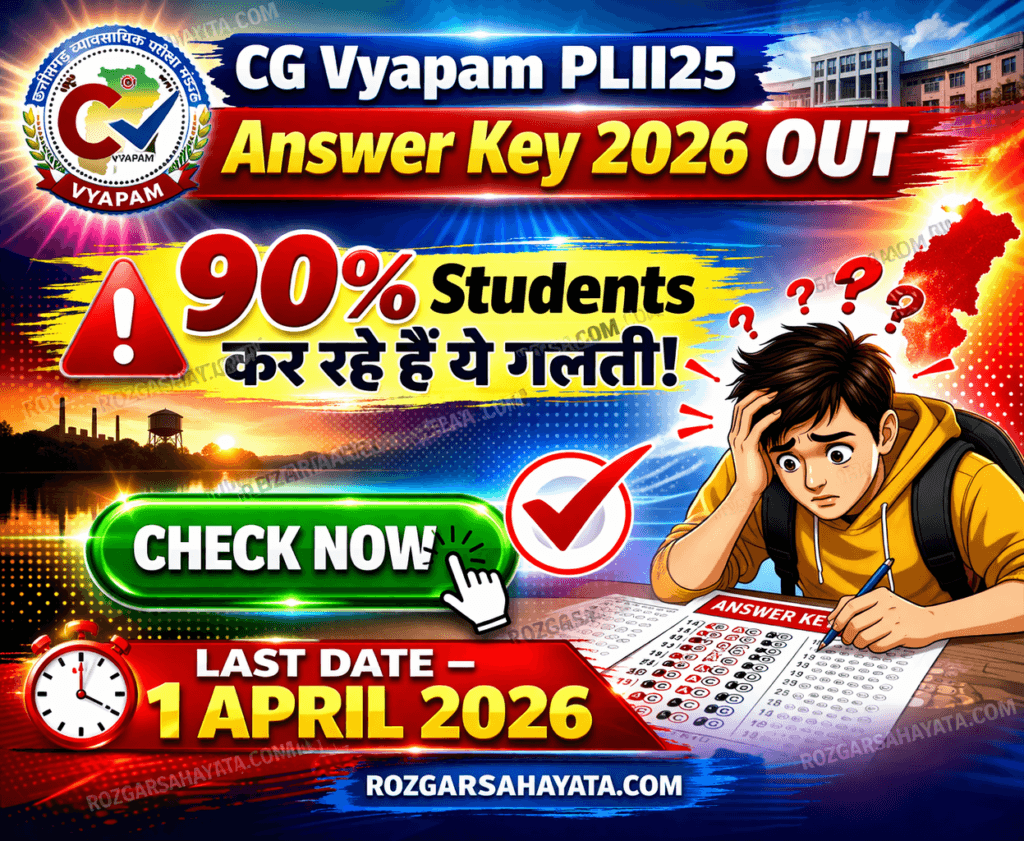 CG Vyapam PLII25 Answer Key 2026 OUT