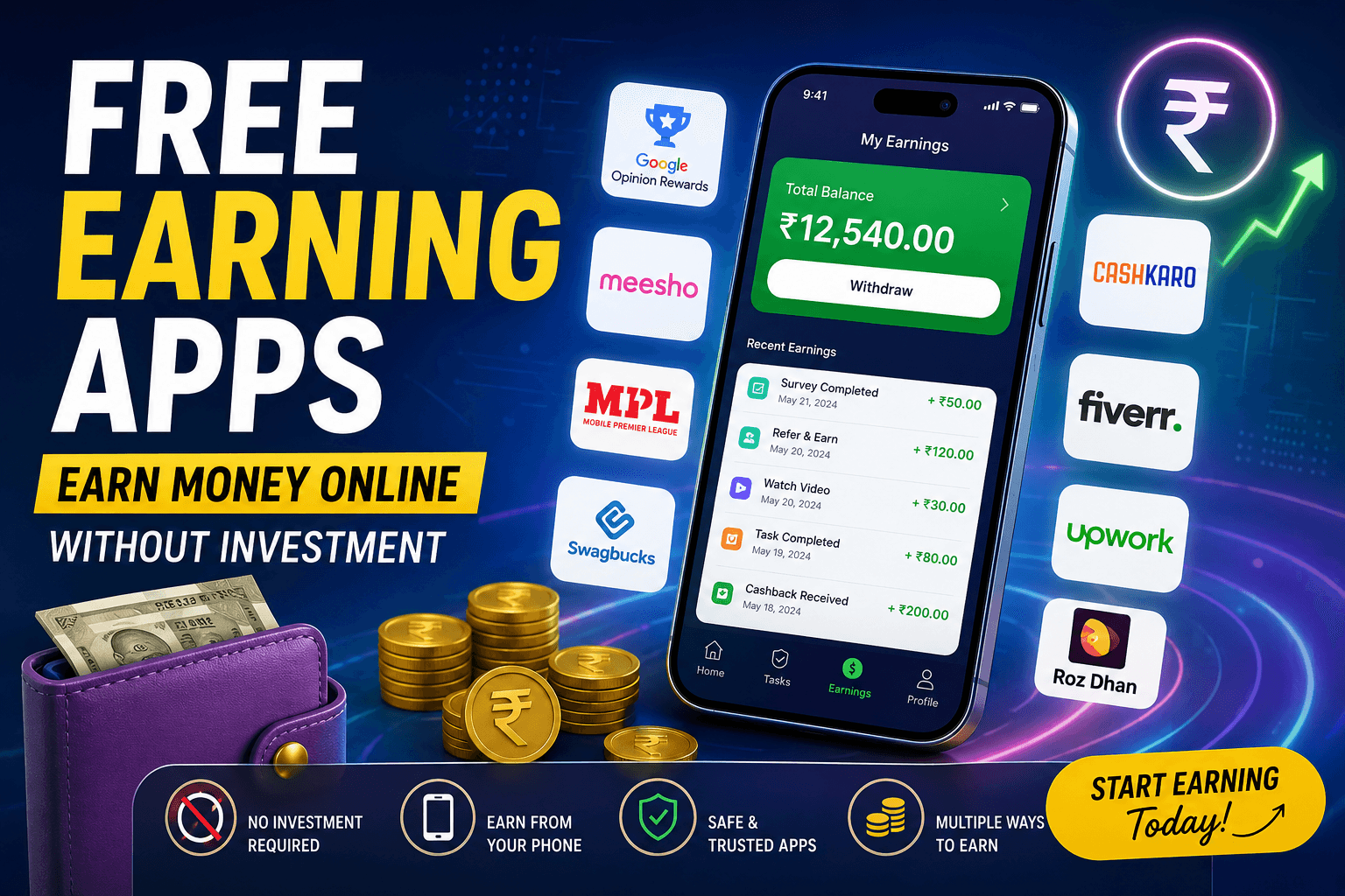 Free Earning Apps in 2026: Best Apps to Earn Money Online Without Investment