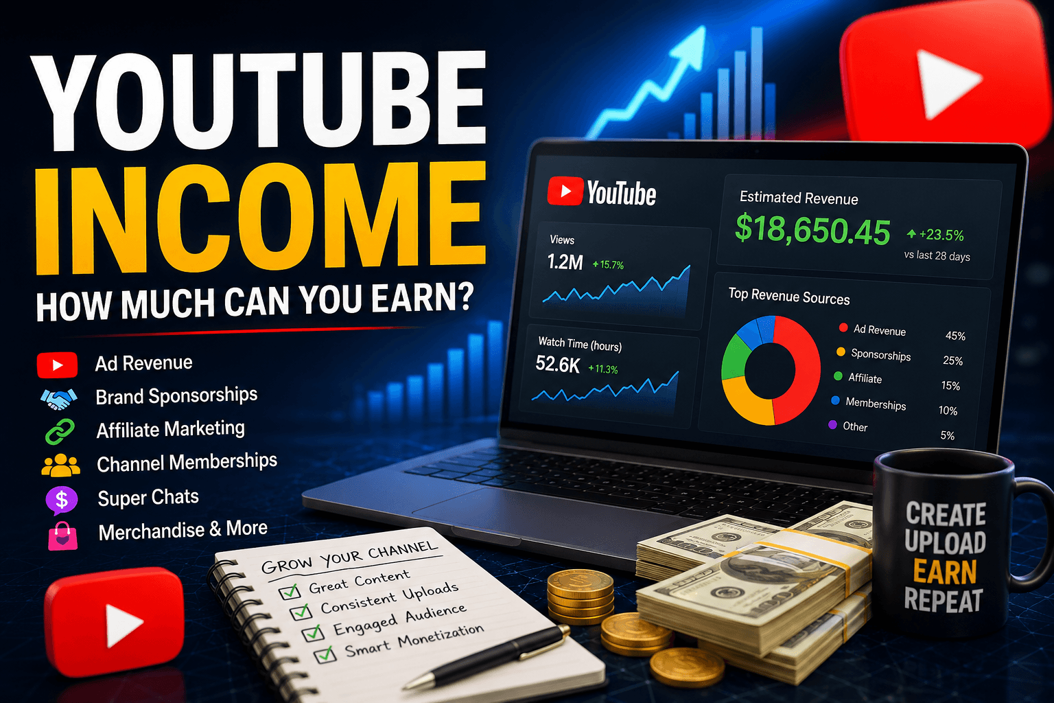 YouTube Income in 2026: Complete Guide to Earnings, Views, Sponsorships, and Monetization