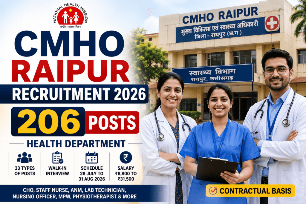 CMHO Raipur Recruitment 2026 – 206 Health Department Posts