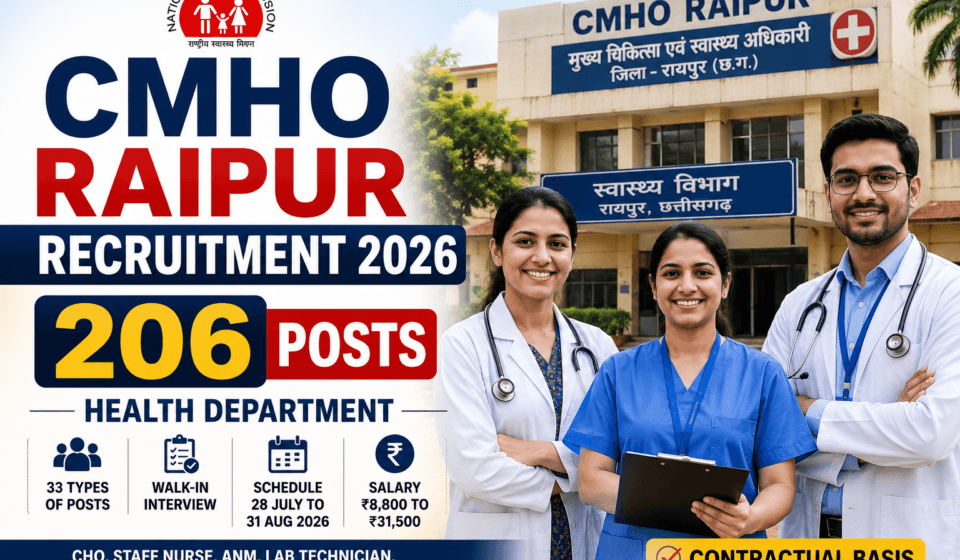 CMHO Raipur Recruitment 2026 – 206 Health Department Posts