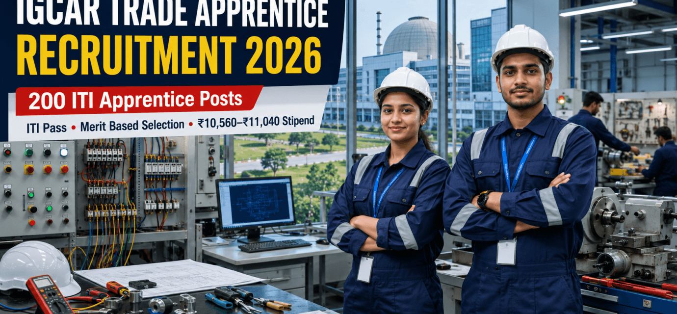 IGCAR Trade Apprentice Recruitment 2026