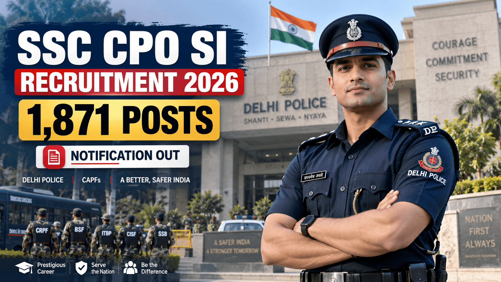 SSC CPO SI Recruitment 2026: 1,871 पदों पर भर्ती का Notification जारी, Apply Online शुरू