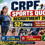 CRPF SPORTS QUOTA RECRUITMENT 2026 521 POSTS