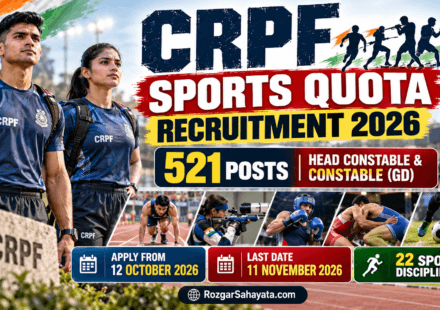 CRPF SPORTS QUOTA RECRUITMENT 2026 521 POSTS