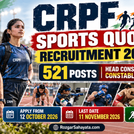 CRPF SPORTS QUOTA RECRUITMENT 2026 521 POSTS