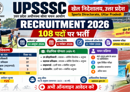 UPSSSC Sports Directorate Recruitment 2026 – 108 पदों